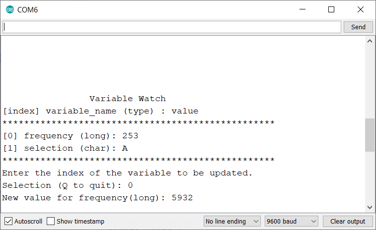 Update the Variable Frequency's Value